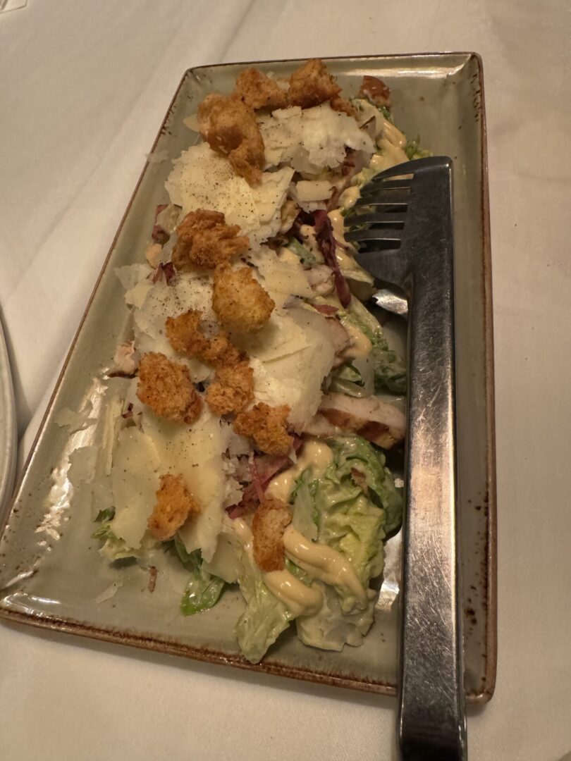 Caesar salad with croutons and cheese