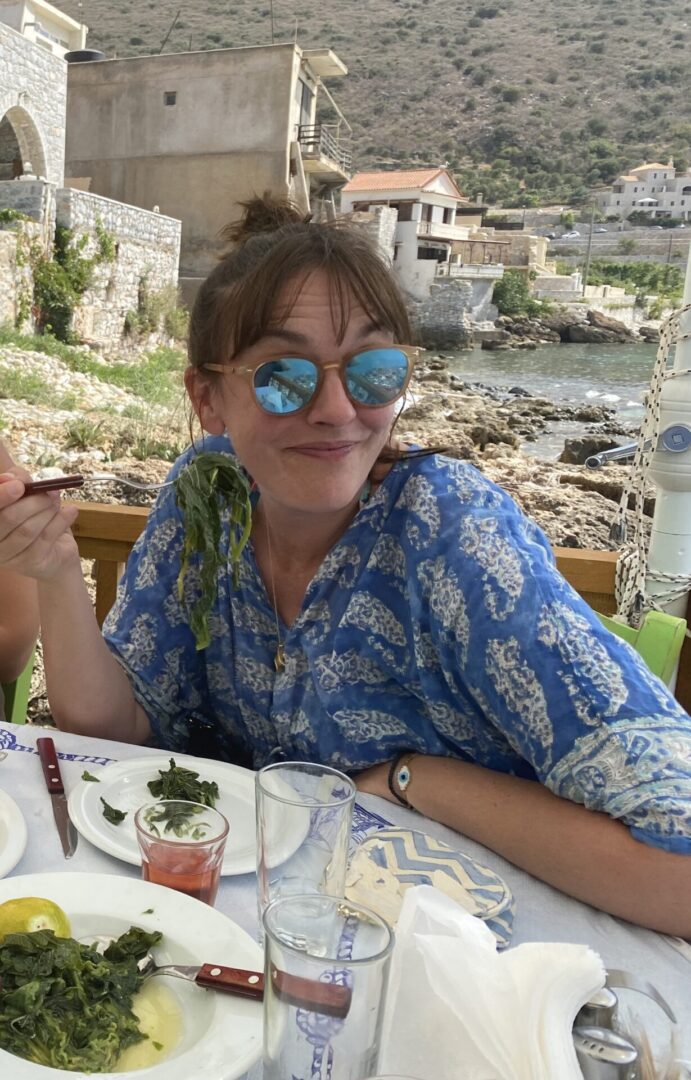 Scenic seaside lunch with a grin
